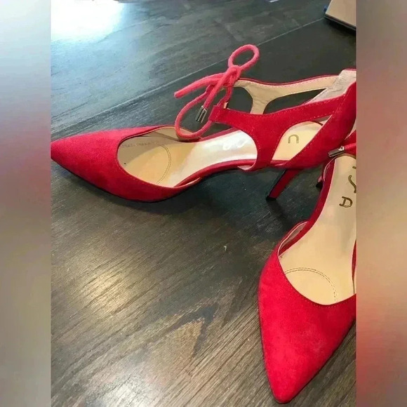 UNISA Red‎ Suede Pointed Toe Lace-Up Flats Elegant Ballet Style Shoes - Picture 6 of 6